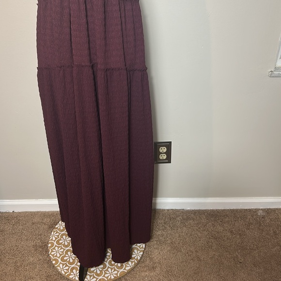 NEW Free People Martina maroon burgundy wine deep V neck tiered maxi dress, S - Picture 4 of 15